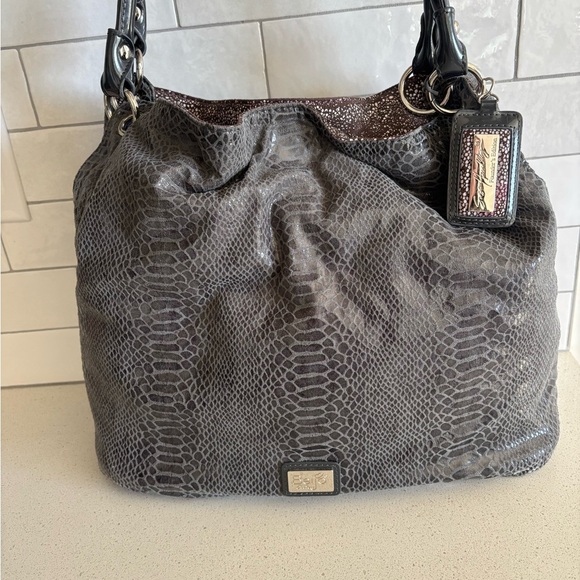 Y2K Beijo Couture Grey Snakeskin Reversible Multi-Color Hobo Purse See Pic EUC - Picture 8 of 14